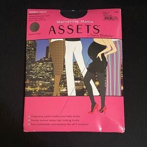 ASSETS by Sara Blakely Marvelous Mama Tights Black Opaque Stripe Size 3